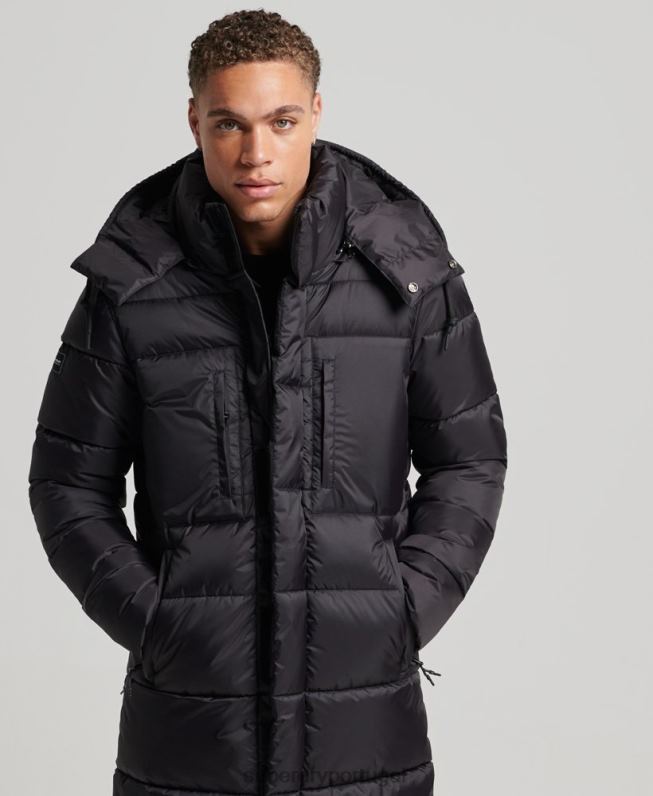 jaqueta puffer palangre ripstop homens preto roupas Superdry 2208H1076