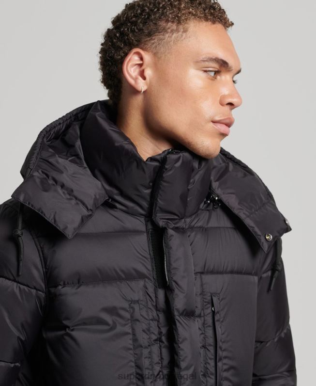 jaqueta puffer palangre ripstop homens preto roupas Superdry 2208H1076