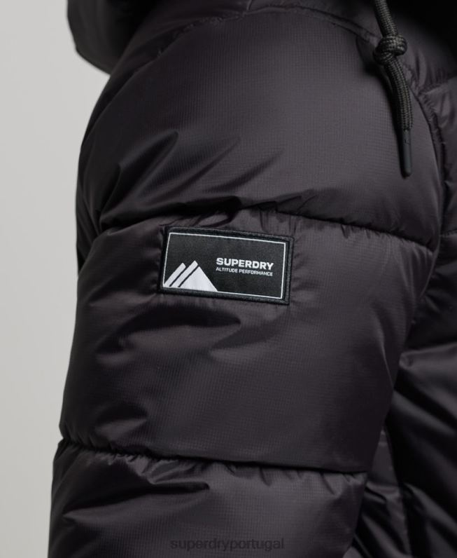 jaqueta puffer palangre ripstop homens preto roupas Superdry 2208H1076