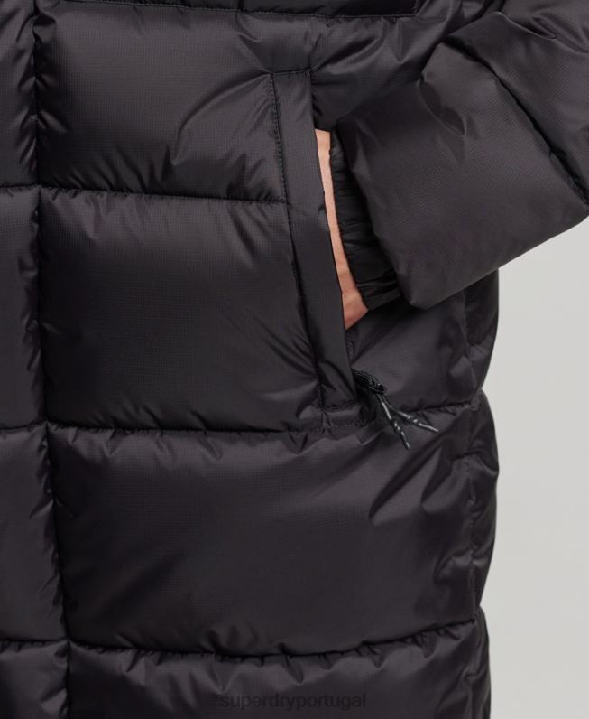 jaqueta puffer palangre ripstop homens preto roupas Superdry 2208H1076