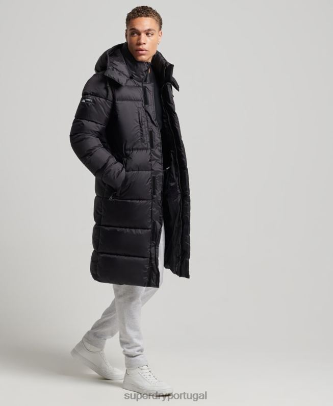 jaqueta puffer palangre ripstop homens preto roupas Superdry 2208H1076