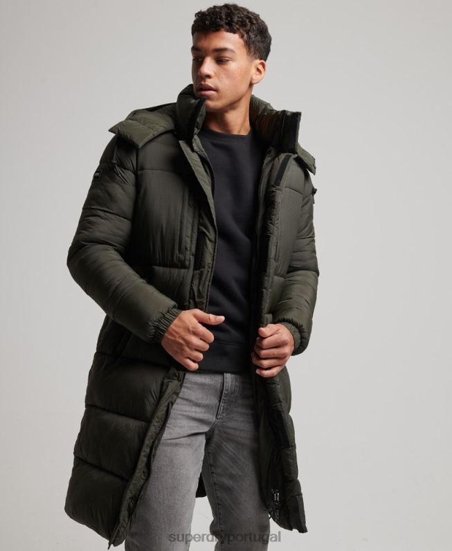 jaqueta puffer palangre ripstop homens verde roupas Superdry 2208H1099