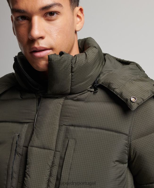 jaqueta puffer palangre ripstop homens verde roupas Superdry 2208H1099