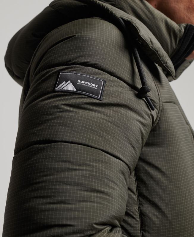 jaqueta puffer palangre ripstop homens verde roupas Superdry 2208H1099