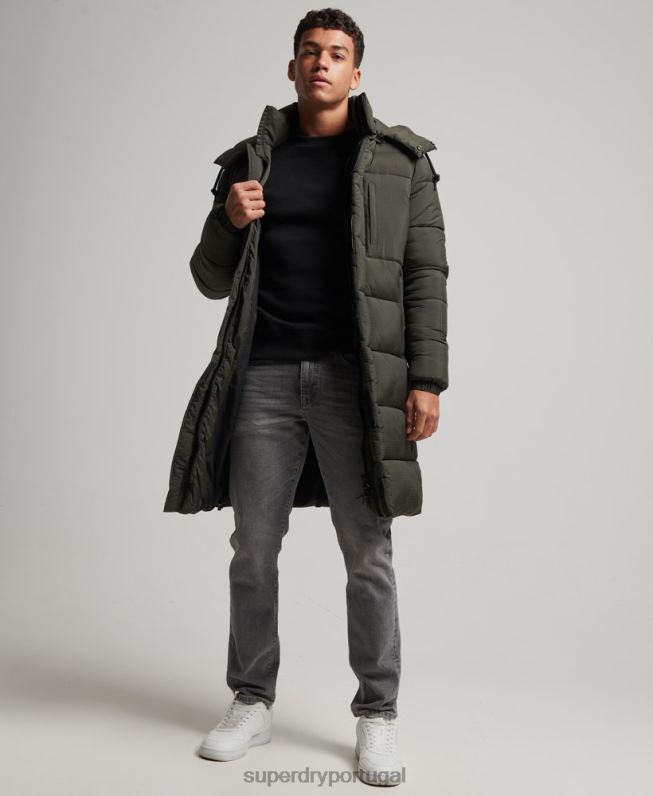 jaqueta puffer palangre ripstop homens verde roupas Superdry 2208H1099