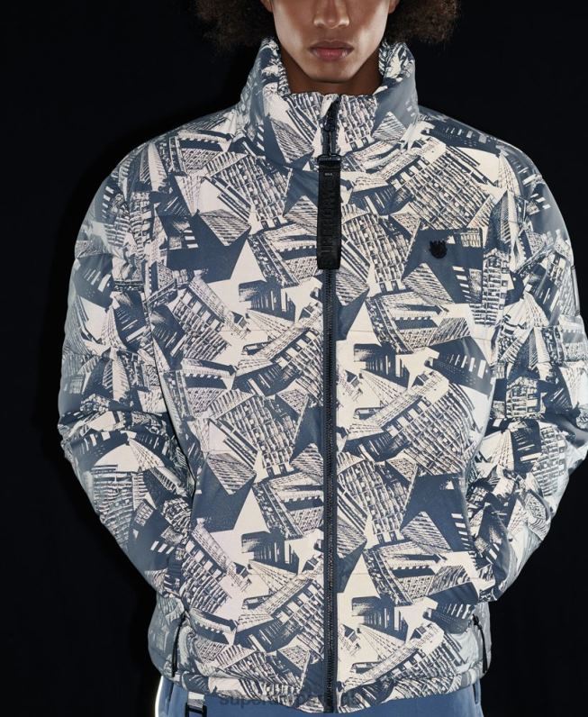 jaqueta puffer reflexiva excedente homens cinza escuro roupas Superdry 2208H4780