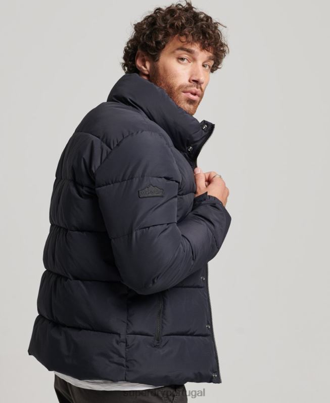 jaqueta puffer retrô homens cinza escuro roupas Superdry 2208H4697