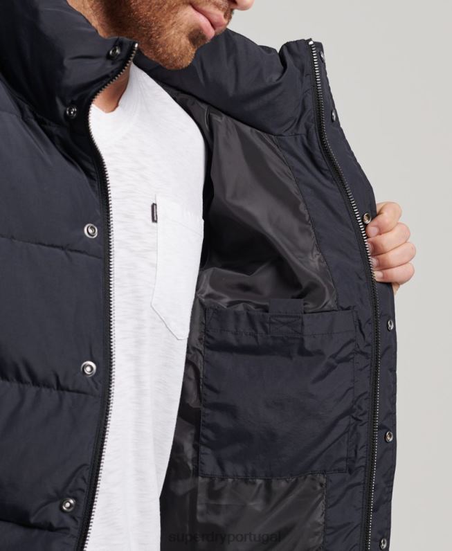 jaqueta puffer retrô homens cinza escuro roupas Superdry 2208H4697