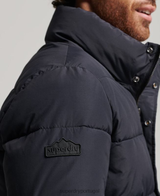 jaqueta puffer retrô homens cinza escuro roupas Superdry 2208H4697