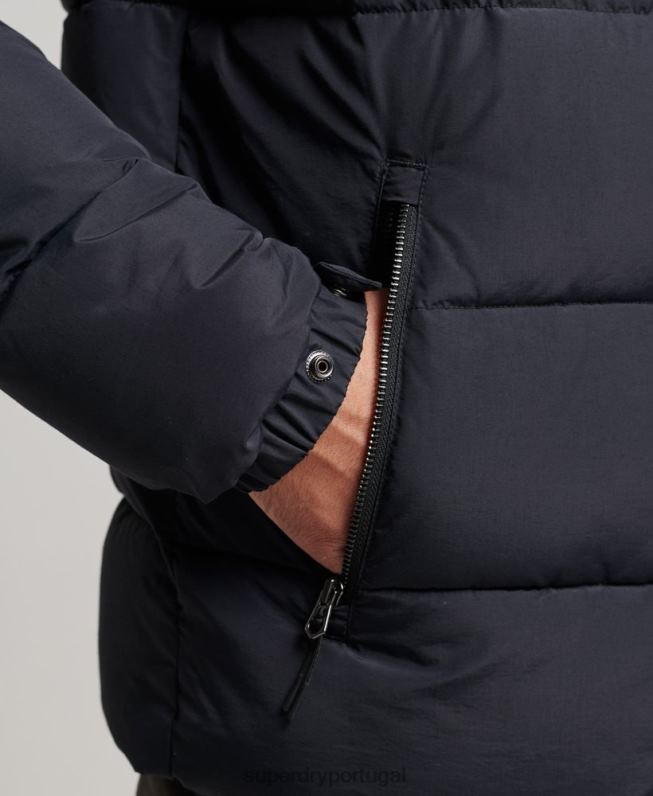 jaqueta puffer retrô homens cinza escuro roupas Superdry 2208H4697