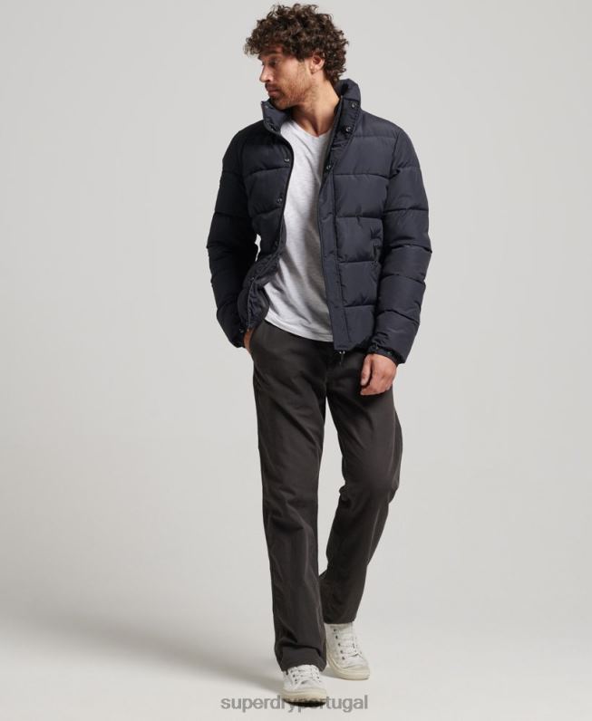 jaqueta puffer retrô homens cinza escuro roupas Superdry 2208H4697