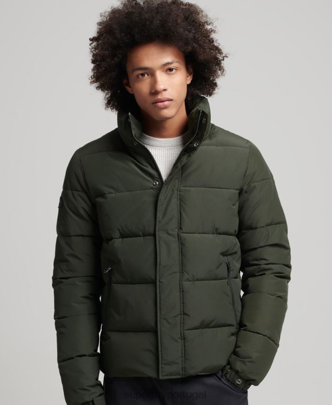 jaqueta puffer retrô homens verde roupas Superdry 2208H4566