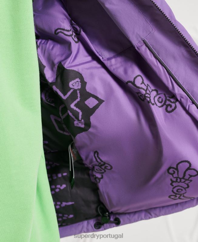 jaqueta puffer yama-no-kami homens roxo roupas Superdry 2208H4629