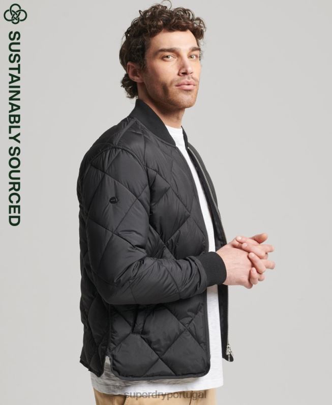 jaqueta quilt leve studios homens preto roupas Superdry 2208H4464