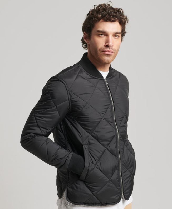 jaqueta quilt leve studios homens preto roupas Superdry 2208H4464