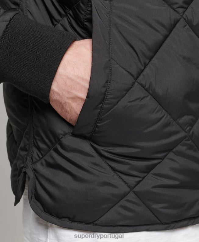 jaqueta quilt leve studios homens preto roupas Superdry 2208H4464