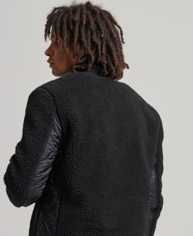 jaqueta sherpa com zíper homens cinza escuro roupas Superdry 2208H4692