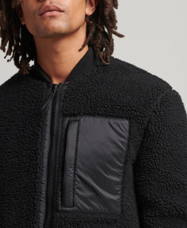 jaqueta sherpa com zíper homens cinza escuro roupas Superdry 2208H4692