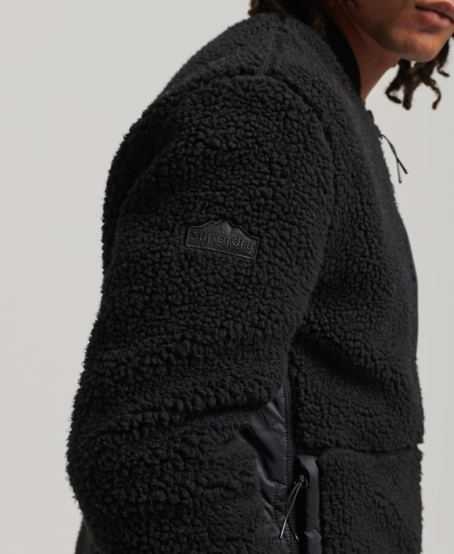 jaqueta sherpa com zíper homens cinza escuro roupas Superdry 2208H4692