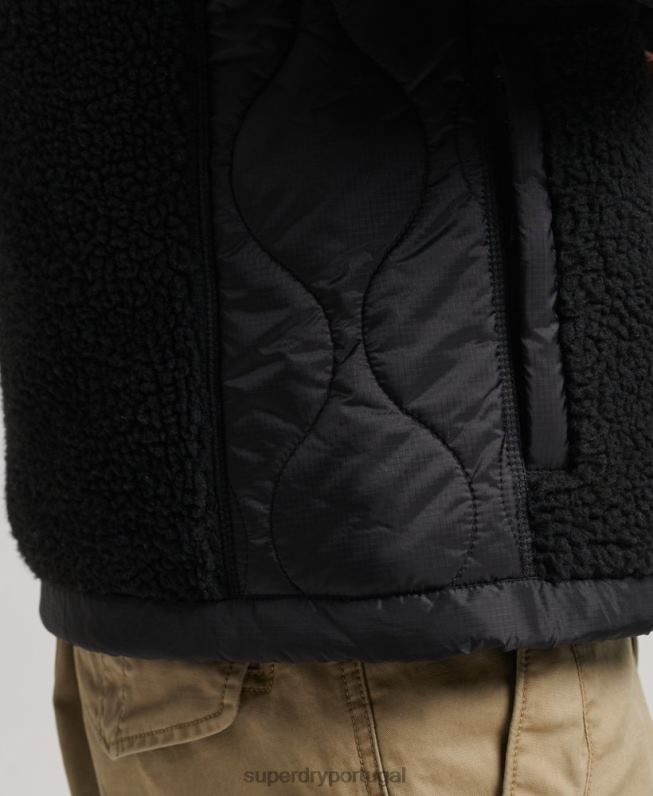 jaqueta sherpa com zíper homens cinza escuro roupas Superdry 2208H4692