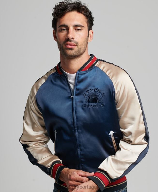 jaqueta sukajan homens azul escuro roupas Superdry 2208H904
