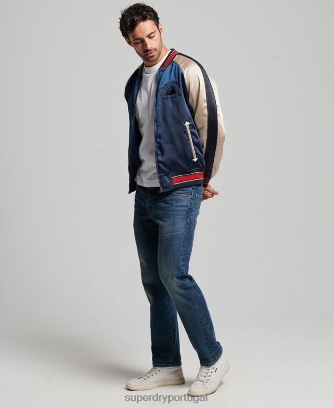jaqueta sukajan homens azul escuro roupas Superdry 2208H904
