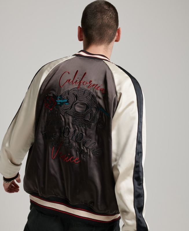 jaqueta sukajan homens cinza escuro roupas Superdry 2208H912