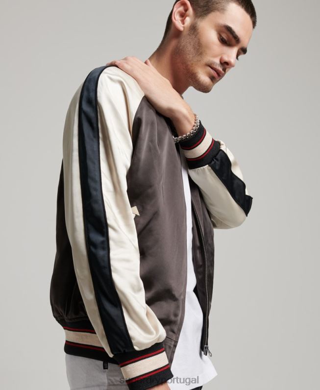 jaqueta sukajan homens cinza escuro roupas Superdry 2208H912