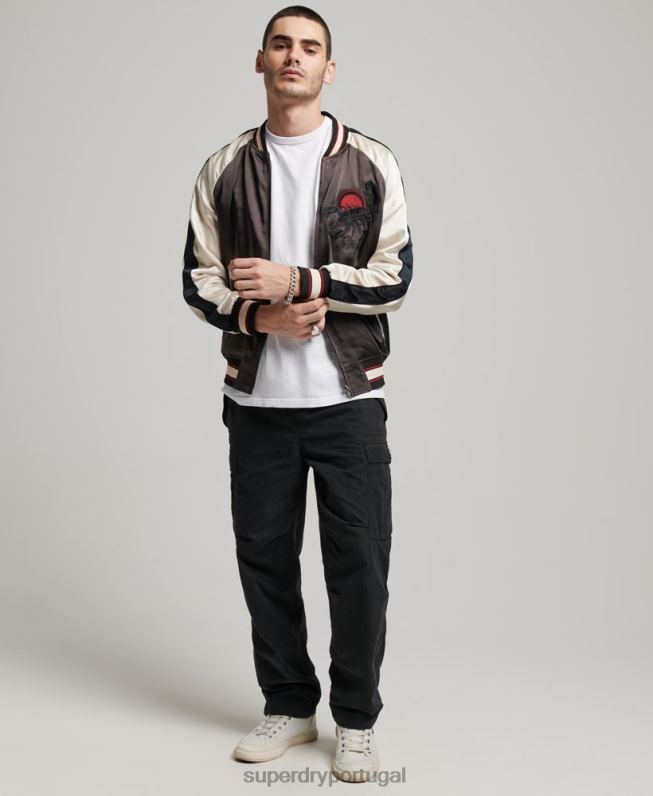 jaqueta sukajan homens cinza escuro roupas Superdry 2208H912