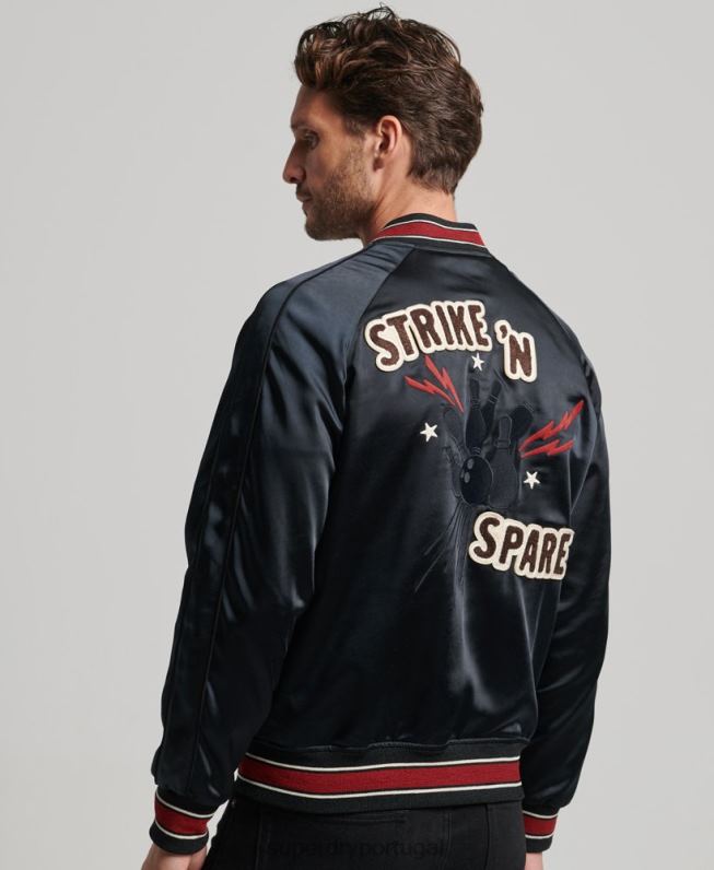 jaqueta sukajan homens preto roupas Superdry 2208H935