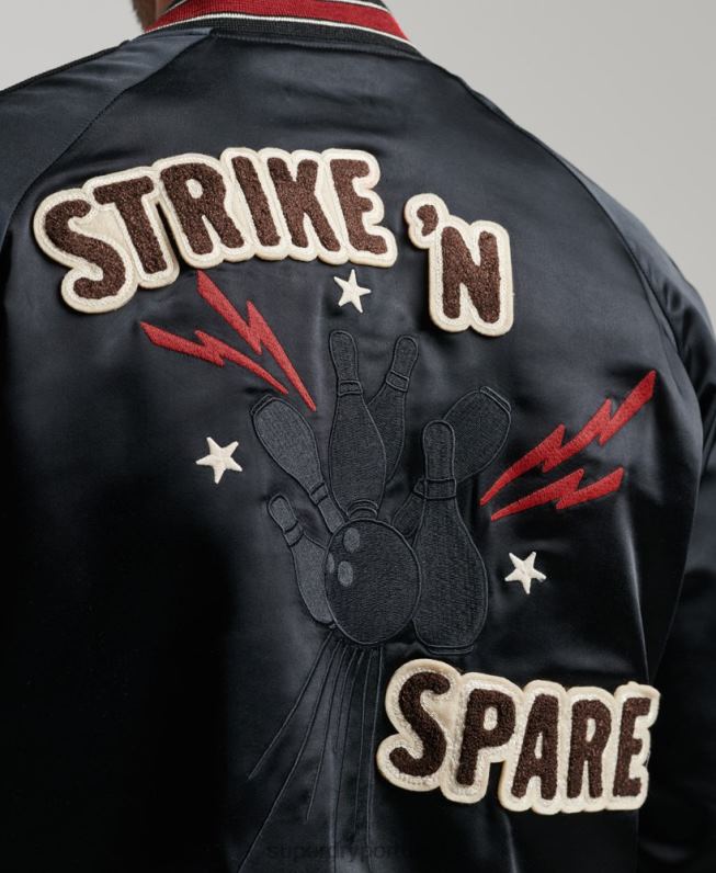 jaqueta sukajan homens preto roupas Superdry 2208H935