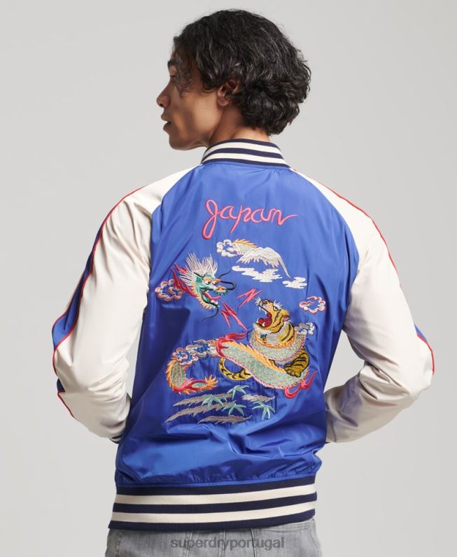 jaqueta sukajan vintage homens azul roupas Superdry 2208H1174