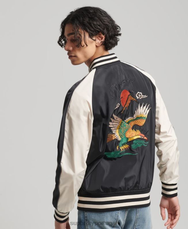 jaqueta sukajan vintage homens preto roupas Superdry 2208H4599