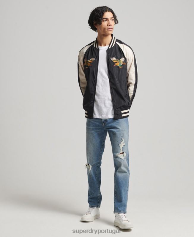 jaqueta sukajan vintage homens preto roupas Superdry 2208H4599