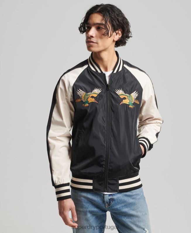 jaqueta sukajan vintage homens preto roupas Superdry 2208H4599