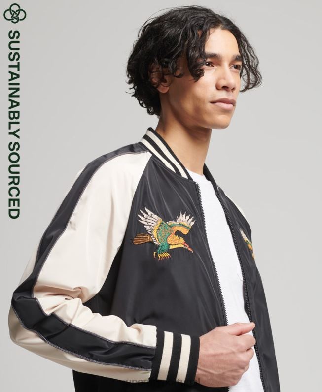 jaqueta sukajan vintage homens preto roupas Superdry 2208H4599