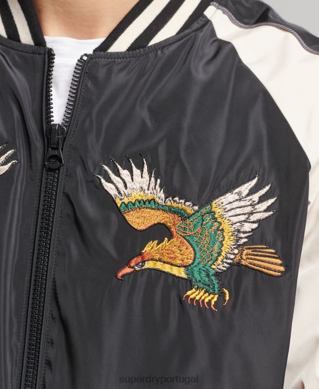 jaqueta sukajan vintage homens preto roupas Superdry 2208H4599