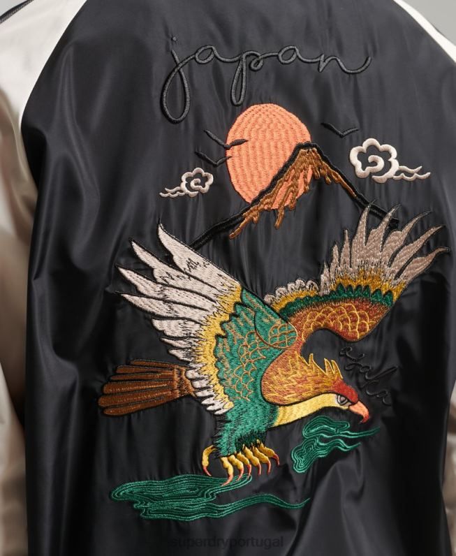 jaqueta sukajan vintage homens preto roupas Superdry 2208H4599