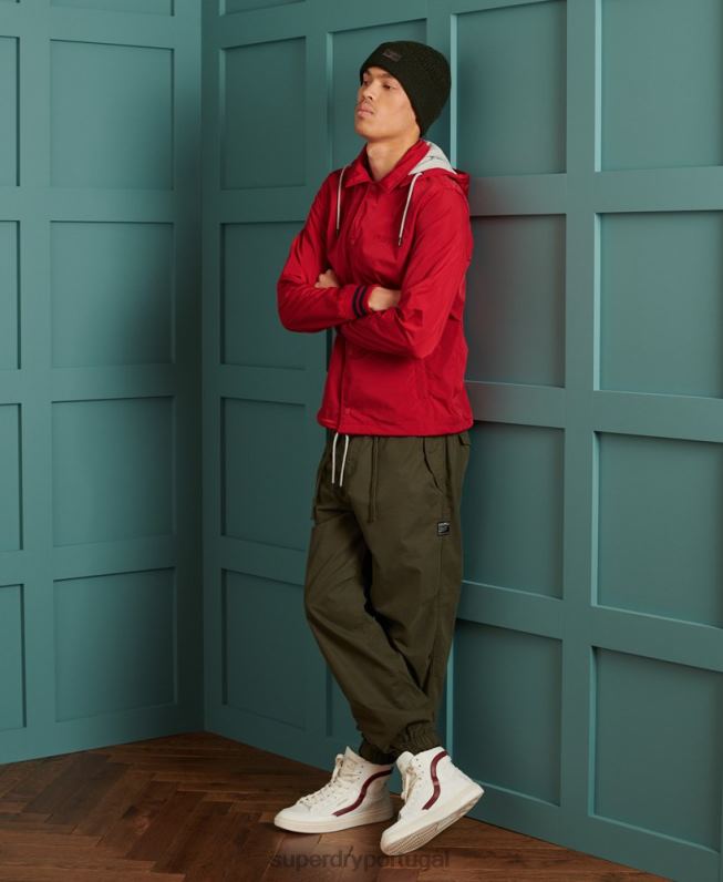 jaqueta treinador com capuz de beisebol homens vermelho roupas Superdry 2208H1200