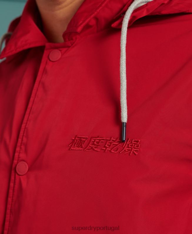 jaqueta treinador com capuz de beisebol homens vermelho roupas Superdry 2208H1200