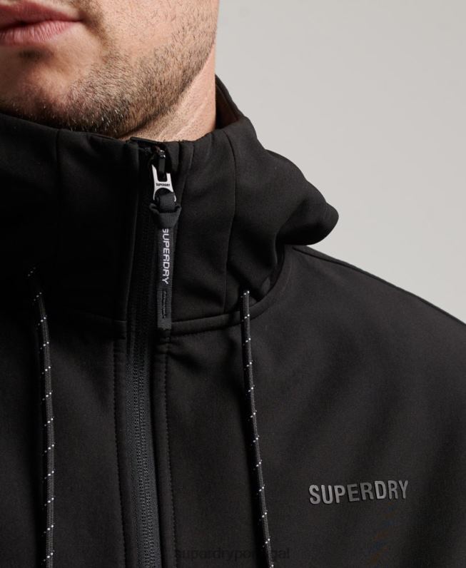 jaqueta trekker code tech rib homens preto roupas Superdry 2208H942