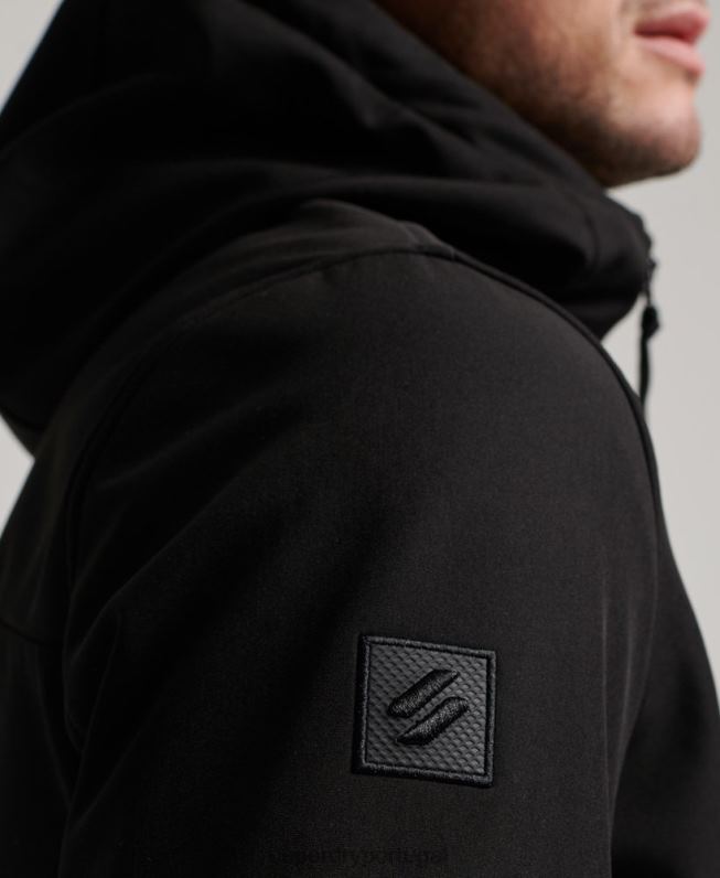 jaqueta trekker code tech rib homens preto roupas Superdry 2208H942