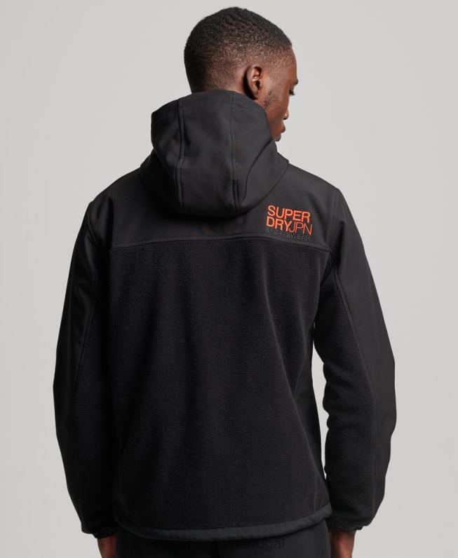 jaqueta trekker híbrida homens preto roupas Superdry 2208H943