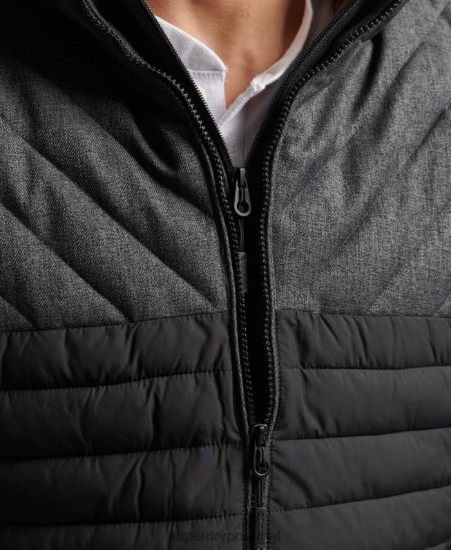 jaqueta tweed mix fuji homens cinza escuro roupas Superdry 2208H4548