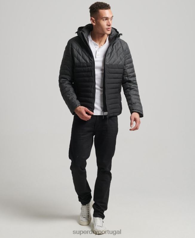 jaqueta tweed mix fuji homens cinza escuro roupas Superdry 2208H4548