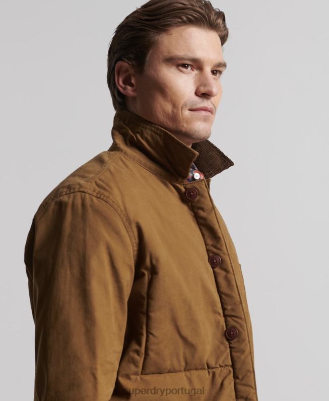 mistura utilitária sobre camisa homens marrom roupas Superdry 2208H4712
