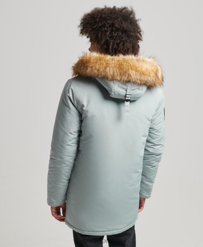 parka de pele sintética everest com capuz homens azul claro roupas Superdry 2208H1007