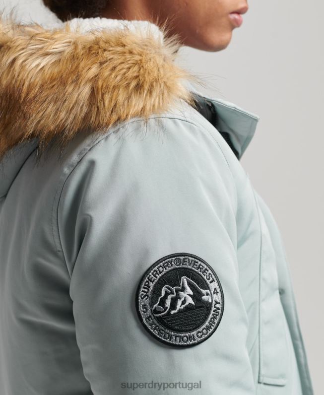 parka de pele sintética everest com capuz homens azul claro roupas Superdry 2208H1007