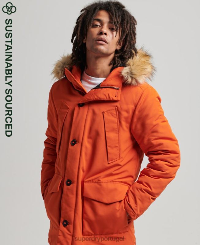 parka de pele sintética everest com capuz homens laranja roupas Superdry 2208H1004