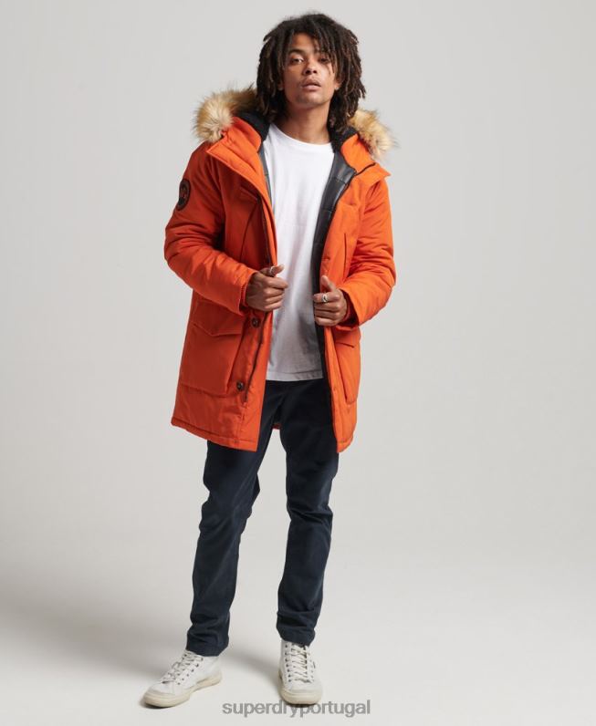 parka de pele sintética everest com capuz homens laranja roupas Superdry 2208H1004